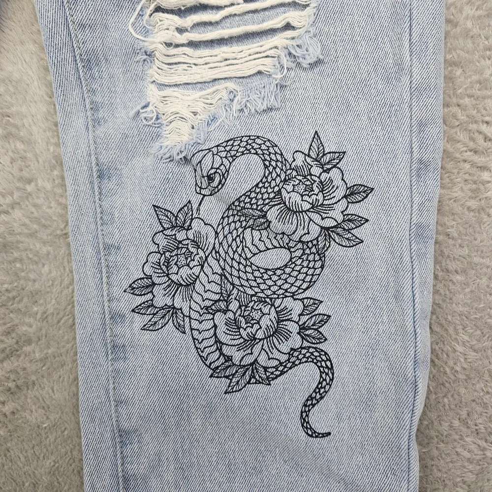 Adika Distressed Graphic‎ Jeans Y2K-Inspired Grunge Denim Juniors S W25 x L29